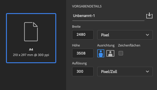 DIN A4 Größe in Pixel