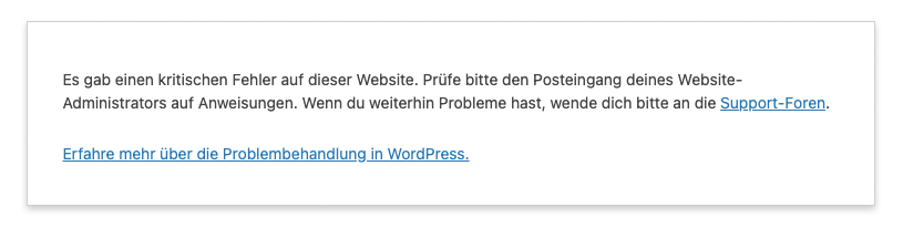 WordPress Fehler
