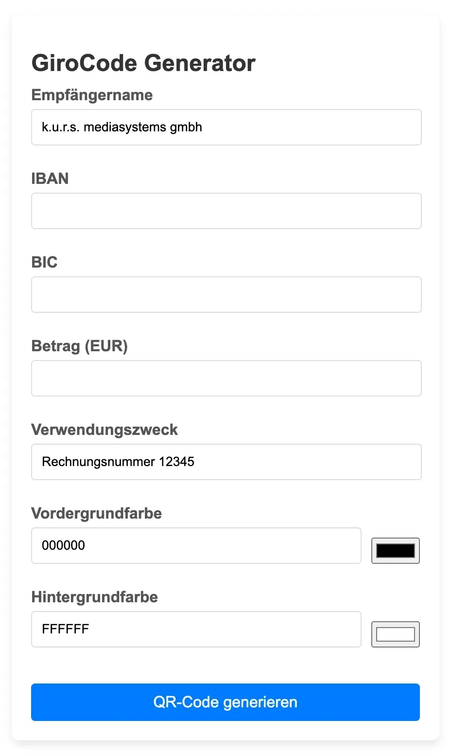 GiroCode Generator
