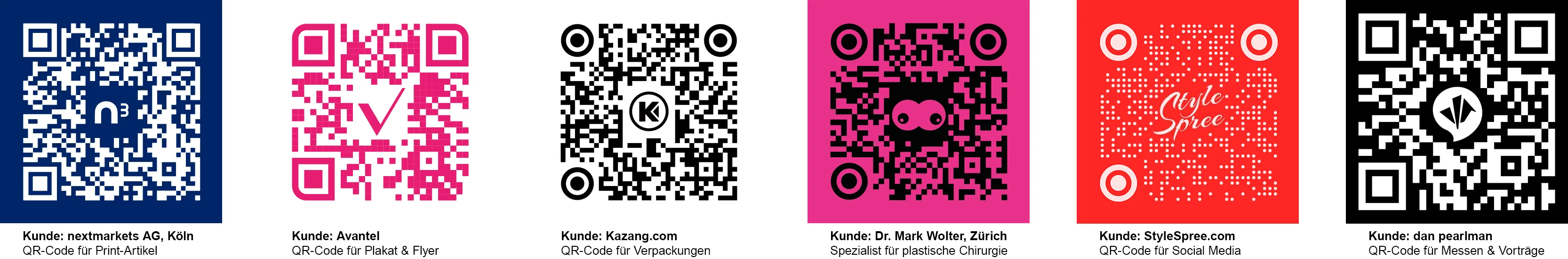 Beispiele unserer erstellten QR Codes