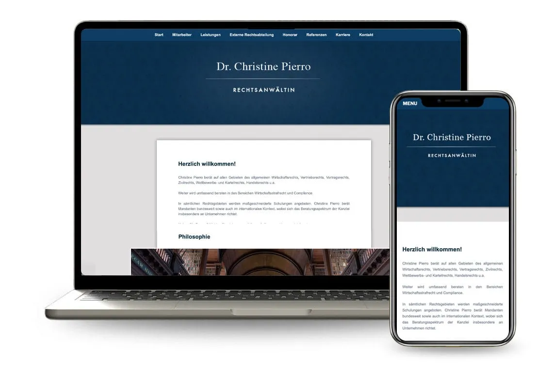 Kanzlei-Webseite für Rechtsanwältin Dr. Pierro