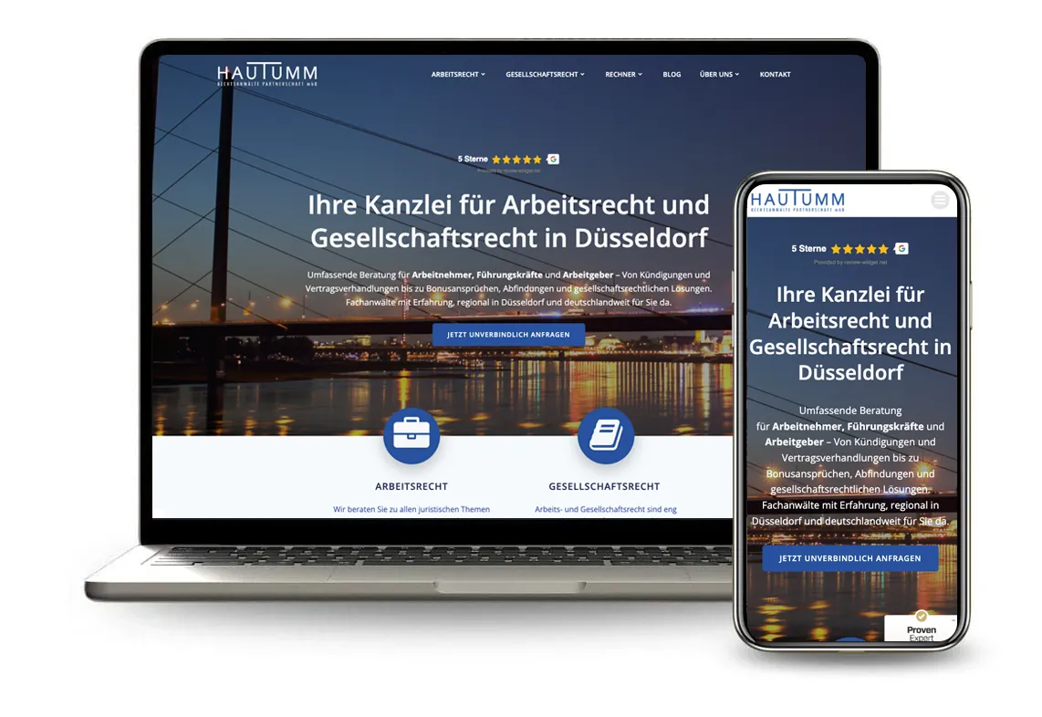Redesign der Webseite für Kanzlei Hautumm, Düsseldorf
